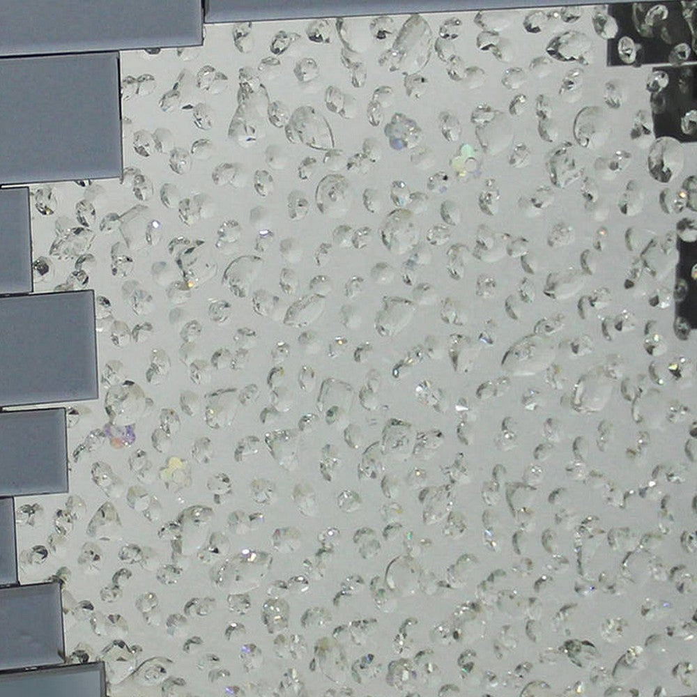 Wood and Mirror Console Table with Studded Faux Crystals, Black and Clear - AMF-90232