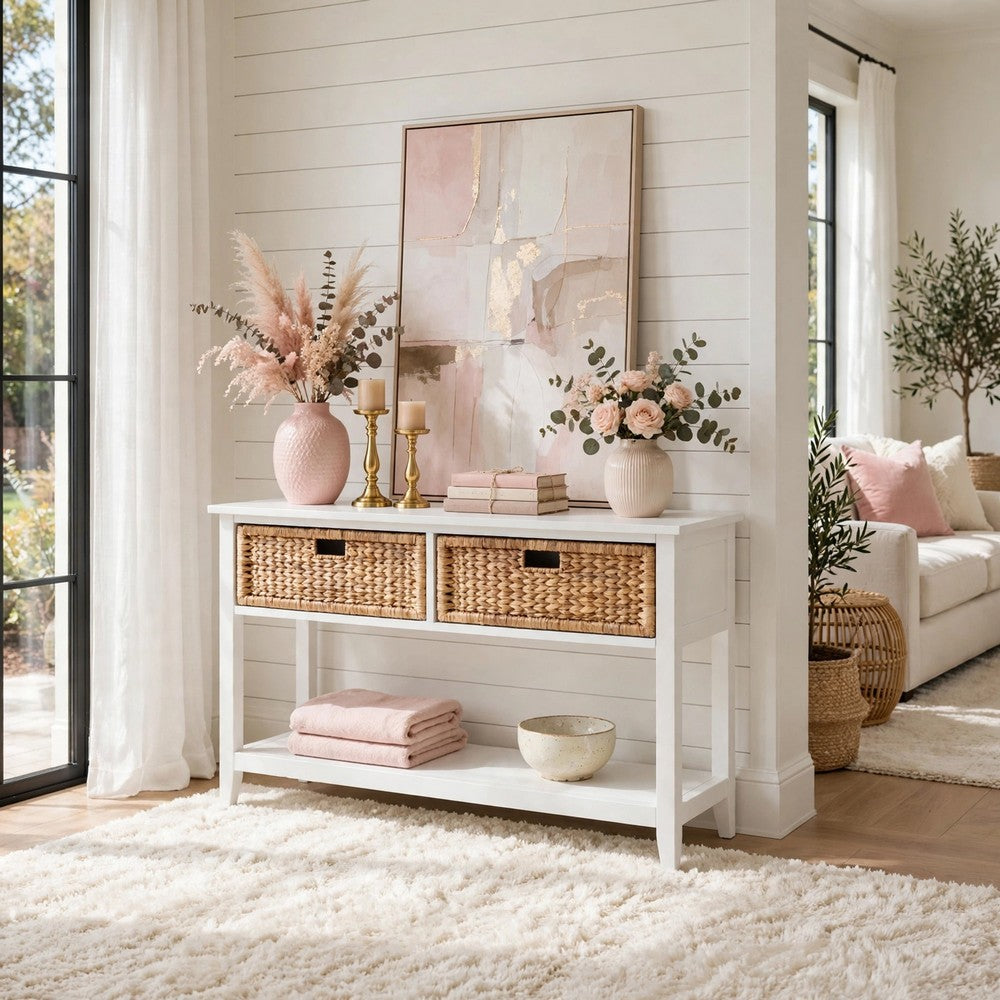 Flavius Console Table with 2 Drawers, White - BM154247
