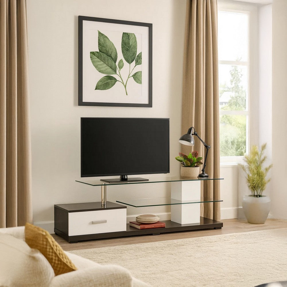 Affable TV Stand, White & Black - AMF-91140