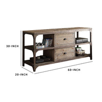 Wooden TV Stand, Weathered Oak Brown - AMF-91504