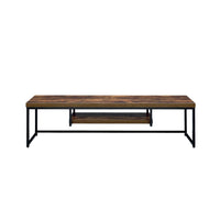 Rectangular Wood And Metal TV Stand With One Shelf, Brown And Black - AMF-91782