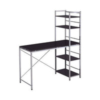 Computer Desk with Shelves, Black & Chrome silver - AMF-92074