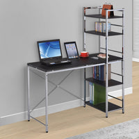 Computer Desk with Shelves, Black & Chrome silver - AMF-92074