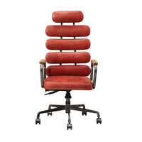 Leatherette Metal Swivel Executive Chair with Five Horizontal Panels Backrest, Brown - AMF-92108