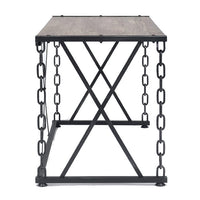 Wooden Desk With Metal 'X' Frame, Rustic Oak Brown - AMF-92248