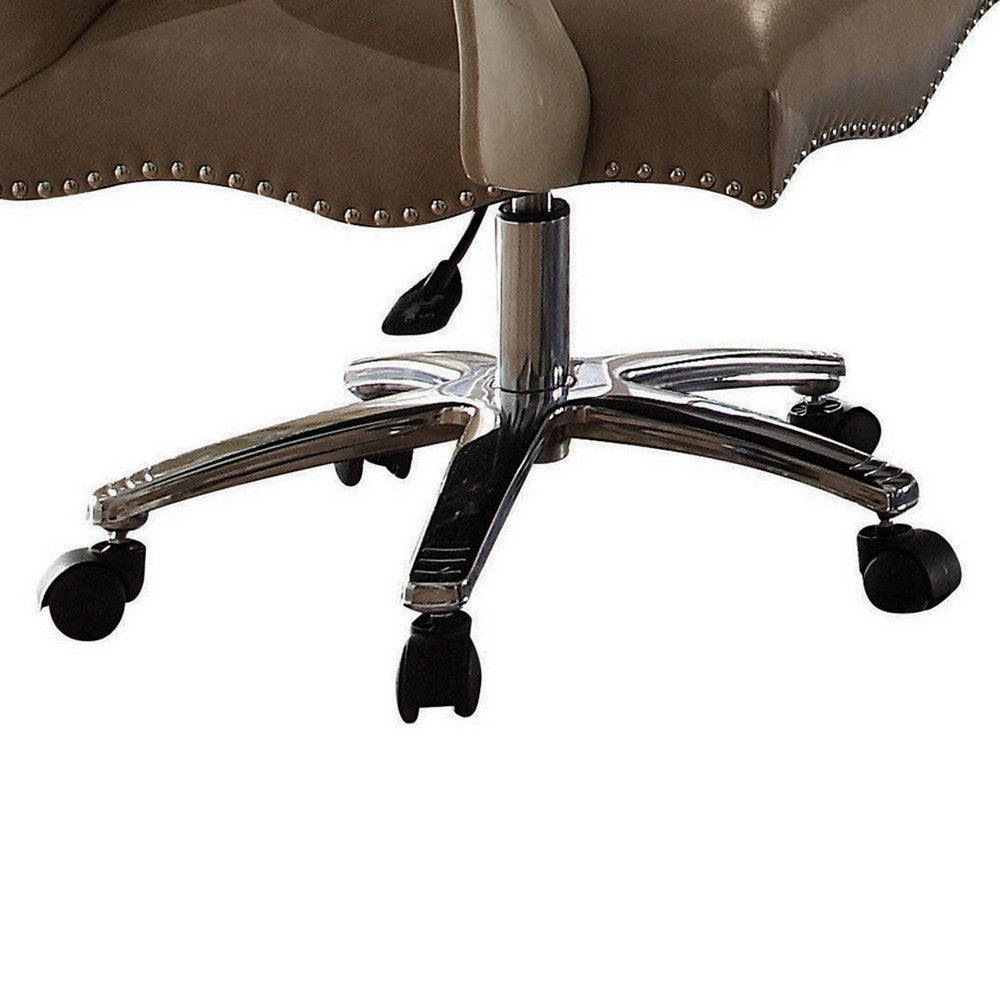 Leather Upholstered Executive Chair With Lift in Brown and Bone White Finish - AMF-92277