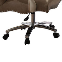 Leather Upholstered Executive Chair With Lift in Brown and Bone White Finish - AMF-92277