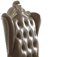 Leather Upholstered Executive Chair With Lift in Brown and Bone White Finish - AMF-92277