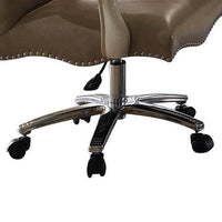 Leather Upholstered Executive Chair With Lift in Brown and Bone White Finish - AMF-92277