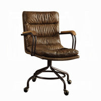 Metal & Leather Executive Office Chair, Vintage Whiskey Brown - BM163668