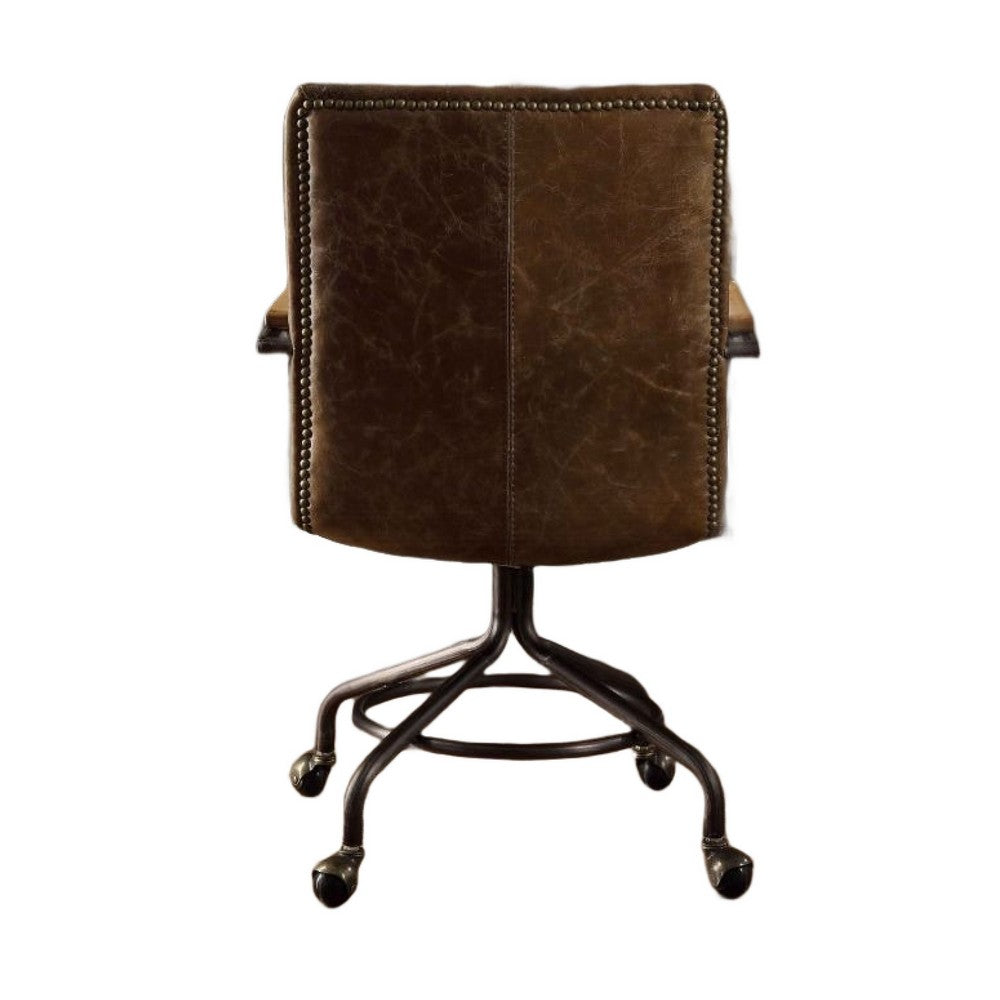 Metal & Leather Executive Office Chair, Vintage Whiskey Brown - BM163668