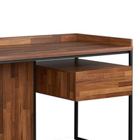 Wooden Top Desk With Rectangular  Metal  frame,  Walnut Brown & Sandy Black - AMF-92445