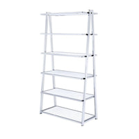 Metal Rectangular Bookshelf, White High Gloss & Silver - AMF-92455