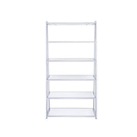 Metal Rectangular Bookshelf, White High Gloss & Silver - AMF-92455