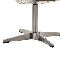 Top Grain Leather Accent Chair with Swivel, Brown & Silver - AMF-96553