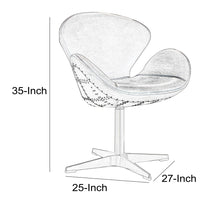 Top Grain Leather Accent Chair with Swivel, Brown & Silver - AMF-96553