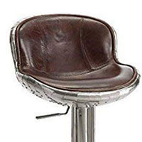 Astonishing Adjustable Stool with Swivel, Vintage Brown & Silver - AMF-96556