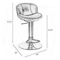 Astonishing Adjustable Stool with Swivel, Vintage Brown & Silver - AMF-96556