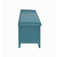 Rectangular Wooden Storage Bench with Rattan Like Weaved 3 Drawers, Blue - BM163623