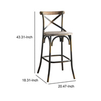 Wood & metal Bar Height Chair with X Style Panel back, Antique Copper - AMF-96805