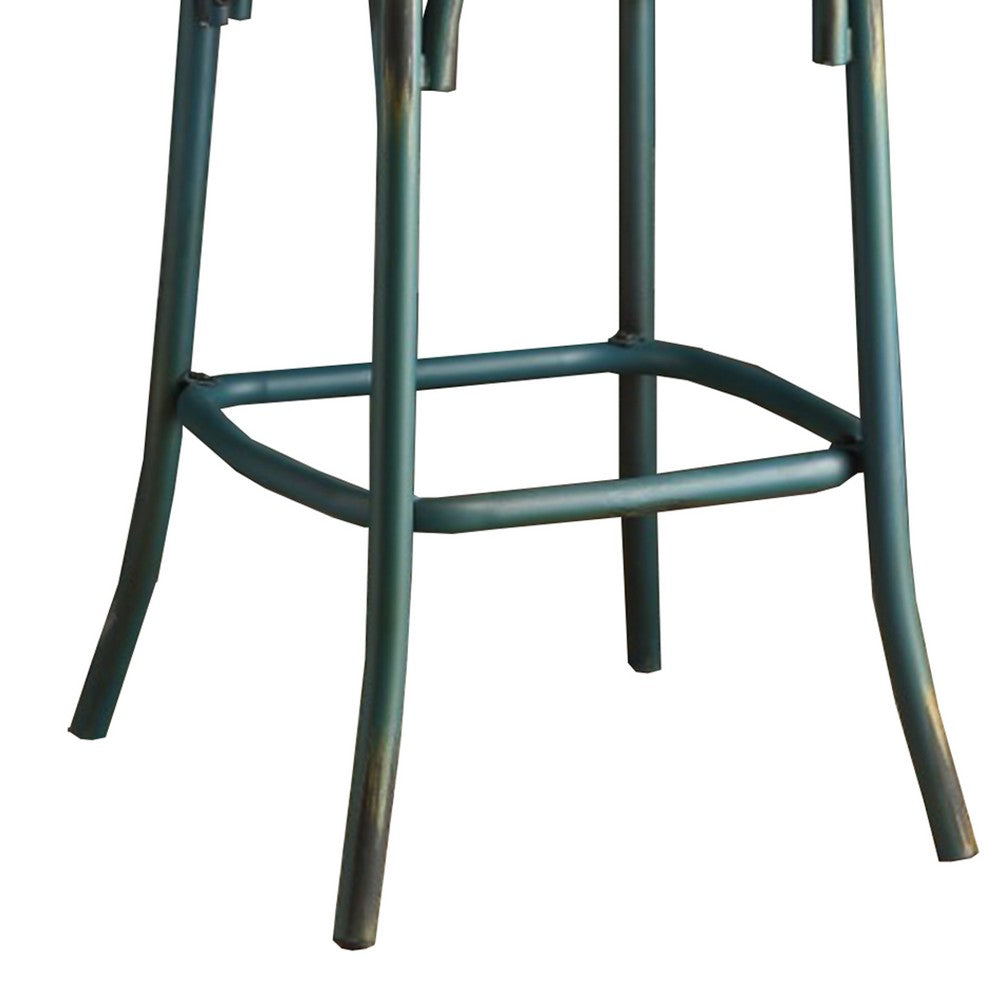 Wood & metal Bar Height Chair with X Style Panel back, Antique Sky Blue - AMF-96806
