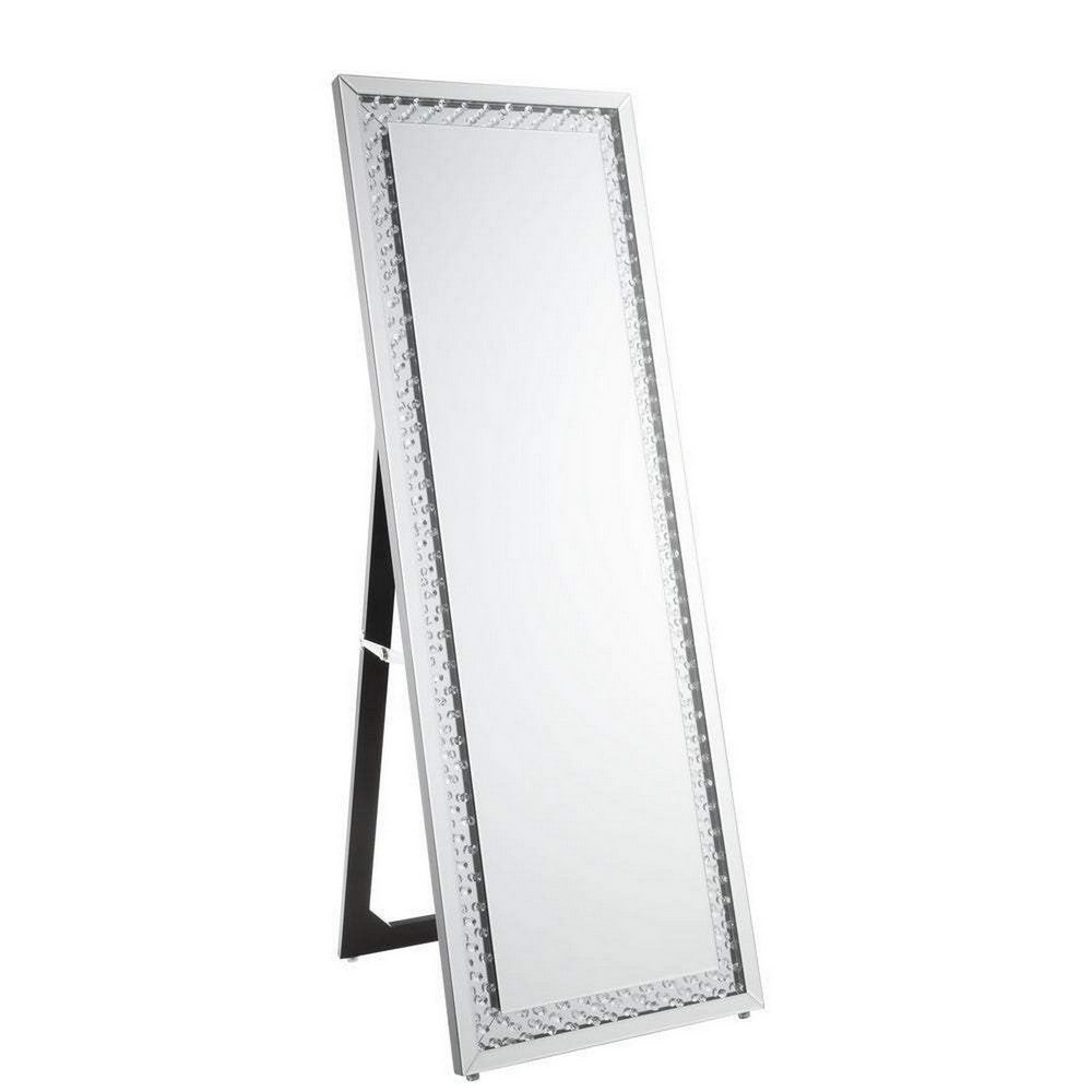 Accent Standing Mirror with Round Crystal Inserts - AMF-97025