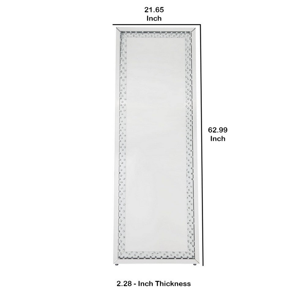 Accent Standing Mirror with Round Crystal Inserts - AMF-97025