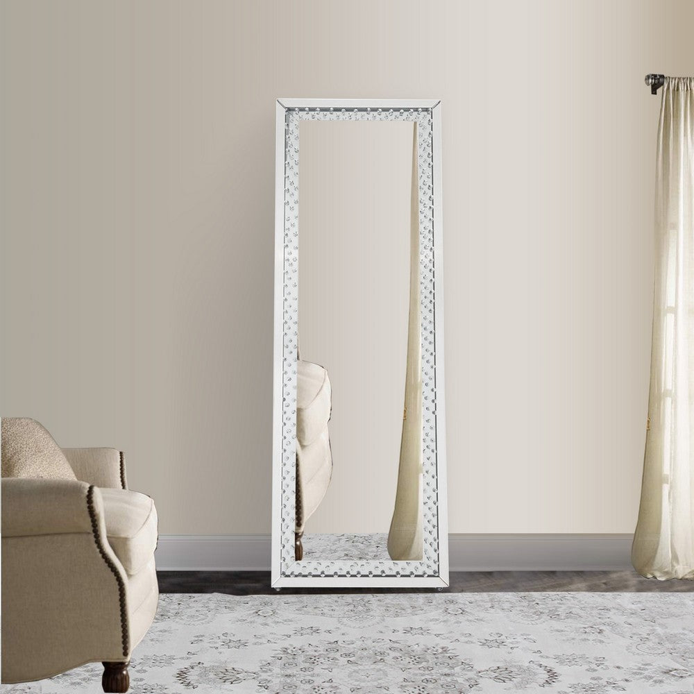 Accent Standing Mirror with Round Crystal Inserts - AMF-97025