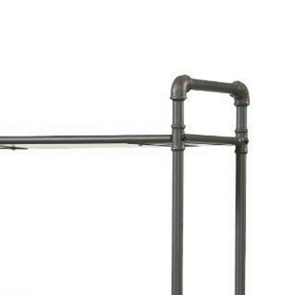 Five Tier Metal Bookshelf With Wooden Shelves, Oak Brown & Gray - AMF-97164