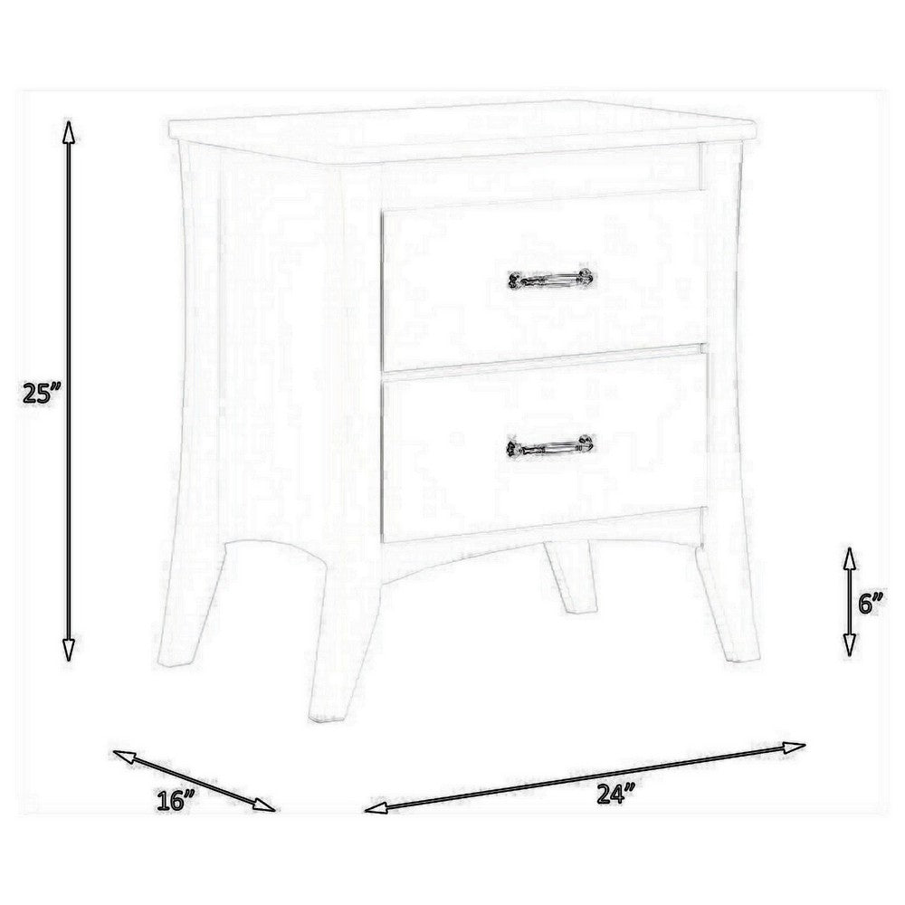 Contemporary Style 2 Drawers Wood  Nightstand By Babb, White - BM154624
