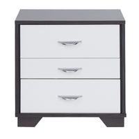 Classic 3 Drawers Wood Nightstand By Eloy, White & Black - AMF-97342