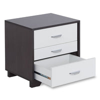 Classic 3 Drawers Wood Nightstand By Eloy, White & Black - AMF-97342