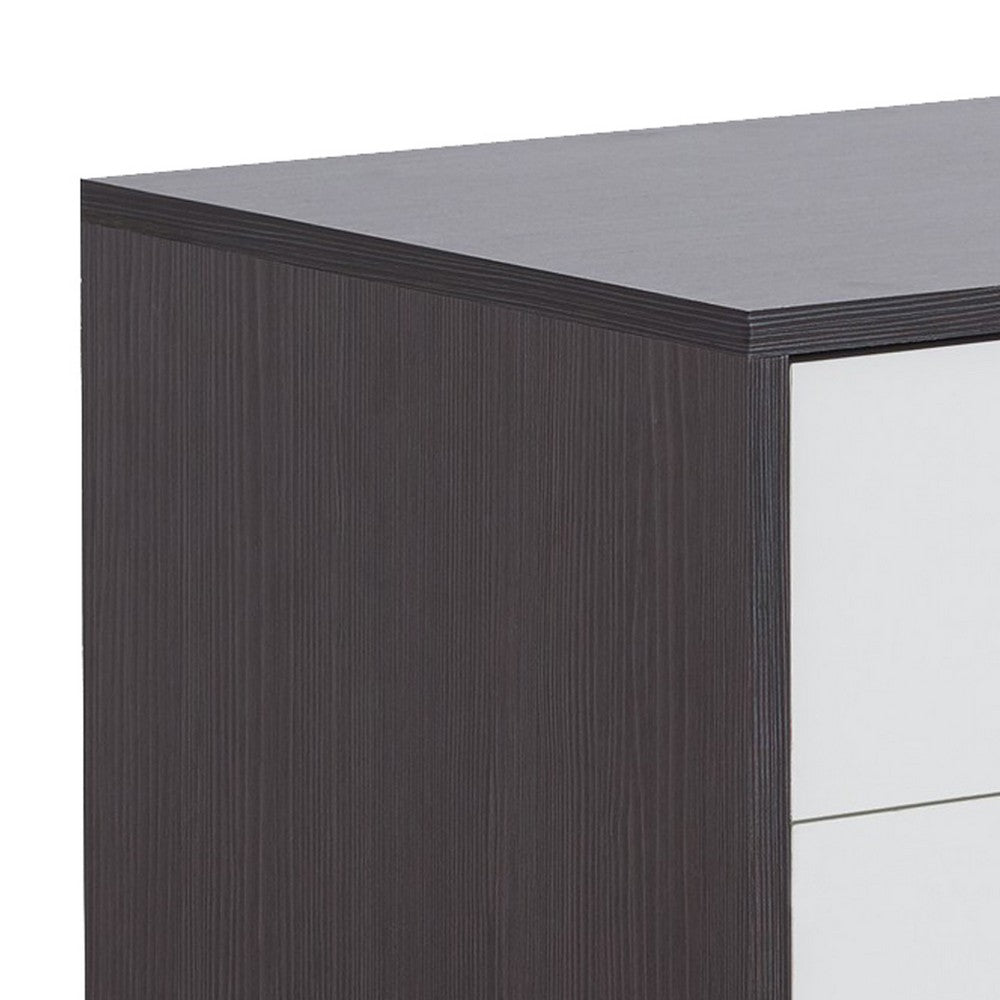 Classic 3 Drawers Wood Nightstand By Eloy, White & Black - AMF-97342