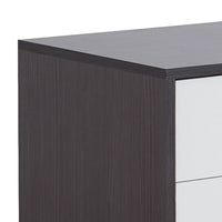 Classic 3 Drawers Wood Nightstand By Eloy, White & Black - AMF-97342