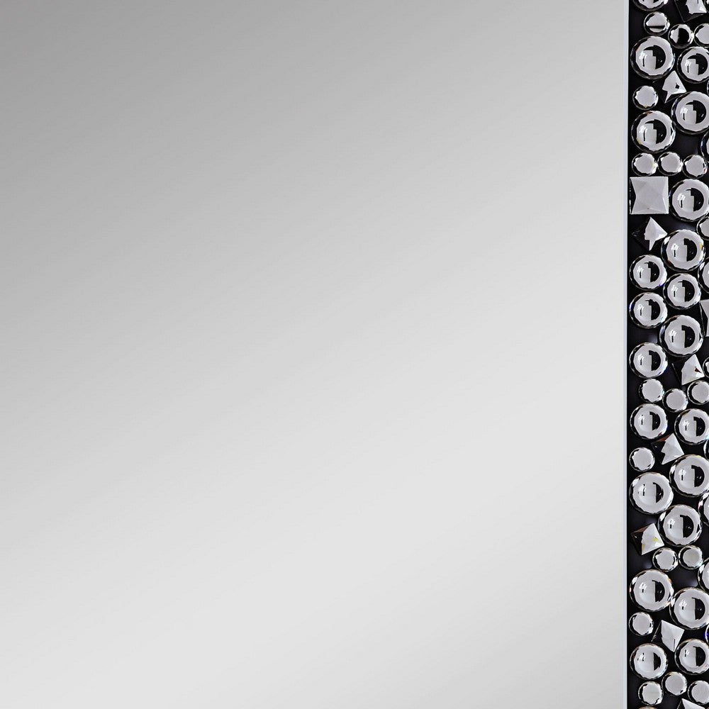 BM195982 - Wooden Backing Wall Decor with Faux Crystals Inlaid Border, Black and Clear