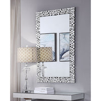 BM195982 - Wooden Backing Wall Decor with Faux Crystals Inlaid Border, Black and Clear