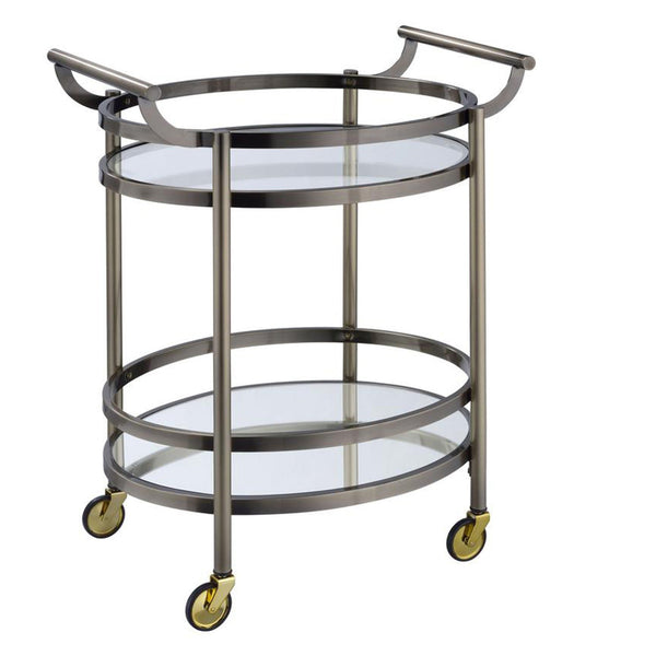 Oval Metal Serving Cart, Clear Glass & Gold - BM158855
