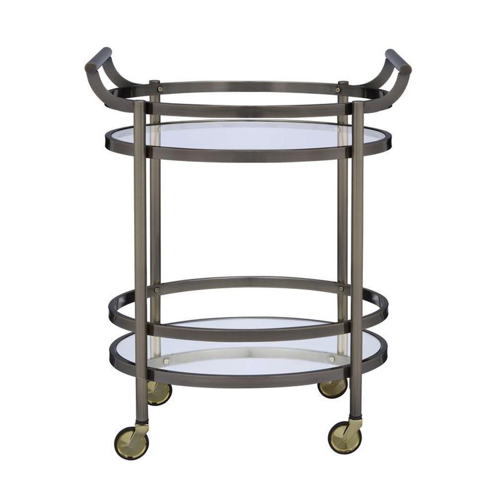 Oval Metal Serving Cart, Clear Glass & Gold - BM158855