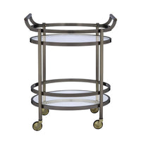 Oval Metal Serving Cart, Clear Glass & Gold - BM158855