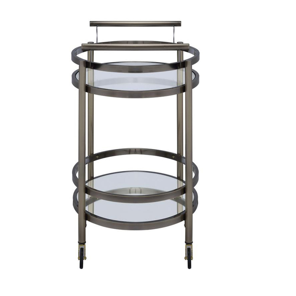 Oval Metal Serving Cart, Clear Glass & Gold - BM158855