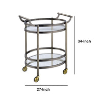 Oval Metal Serving Cart, Clear Glass & Gold - BM158855