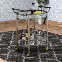 Oval Metal Serving Cart, Clear Glass & Gold - BM158855