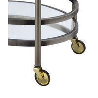 Oval Metal Serving Cart, Clear Glass & Black Nickel - AMF-98191
