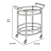 Oval Metal Serving Cart, Clear Glass & Black Nickel - AMF-98191