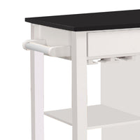 Kitchen Cart With Wooden Top, Black & White - AMF-98320