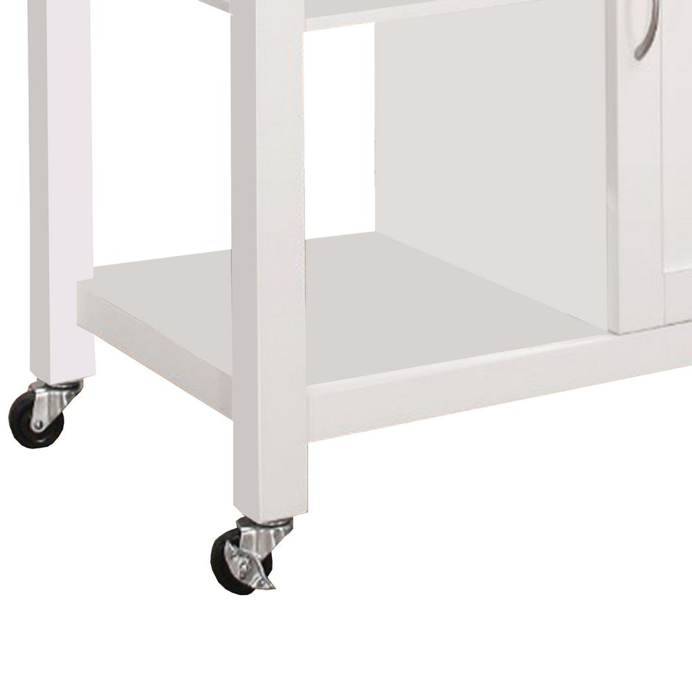 Kitchen Cart With Wooden Top, Black & White - AMF-98320
