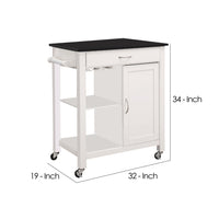 Kitchen Cart With Wooden Top, Black & White - AMF-98320