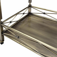 2 Tier Design Rectangular Metal Serving Cart with Glass Top Shelf, Silver - BM194344