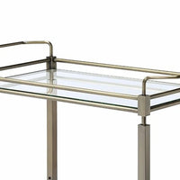 2 Tier Design Rectangular Metal Serving Cart with Glass Top Shelf, Silver - BM194344