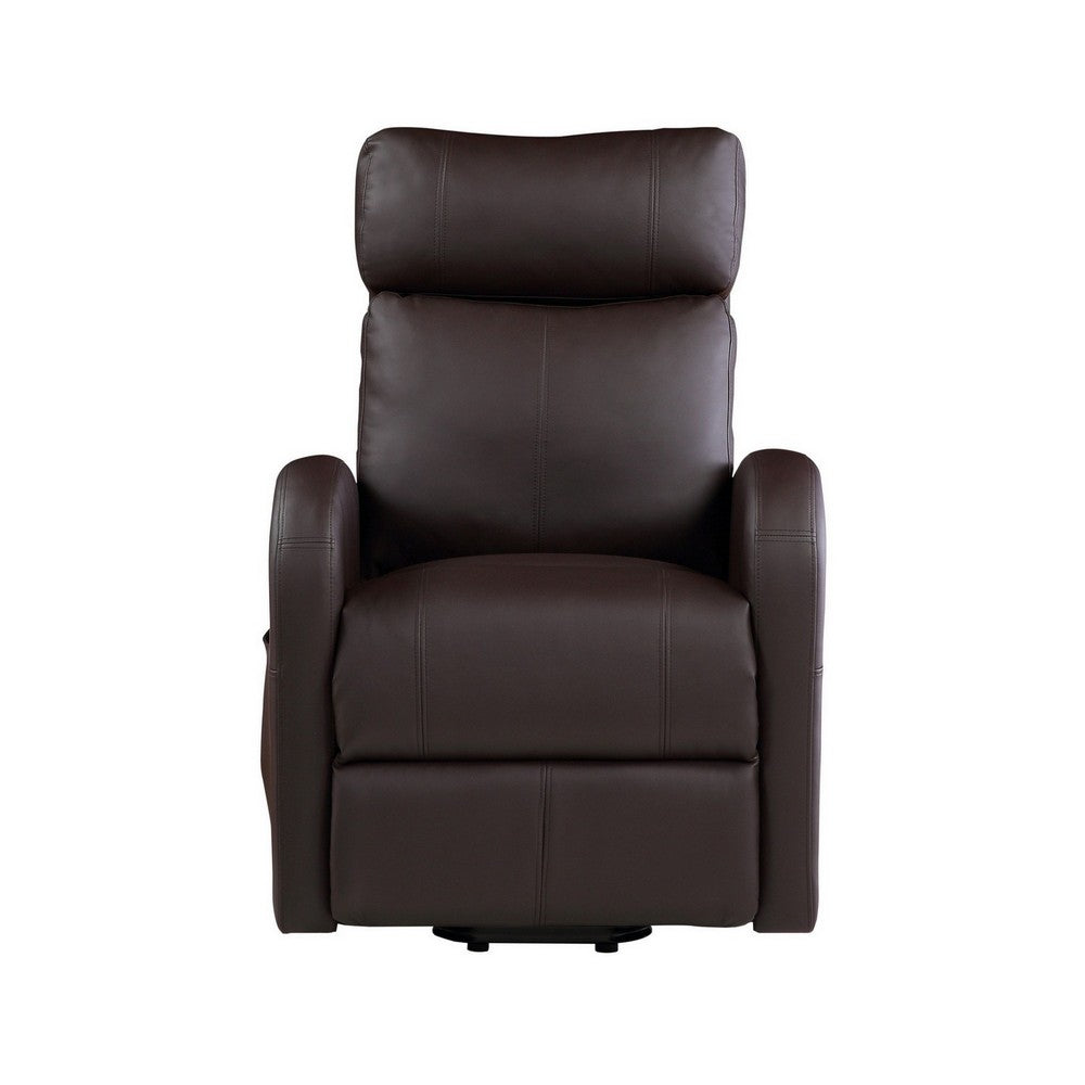 Power Lift Recliner Chair with Faux Leather and Wired Controller, Brown - BM251042